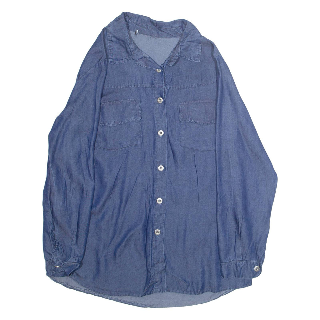 Womens Blouse Blue Collared Long Sleeve L