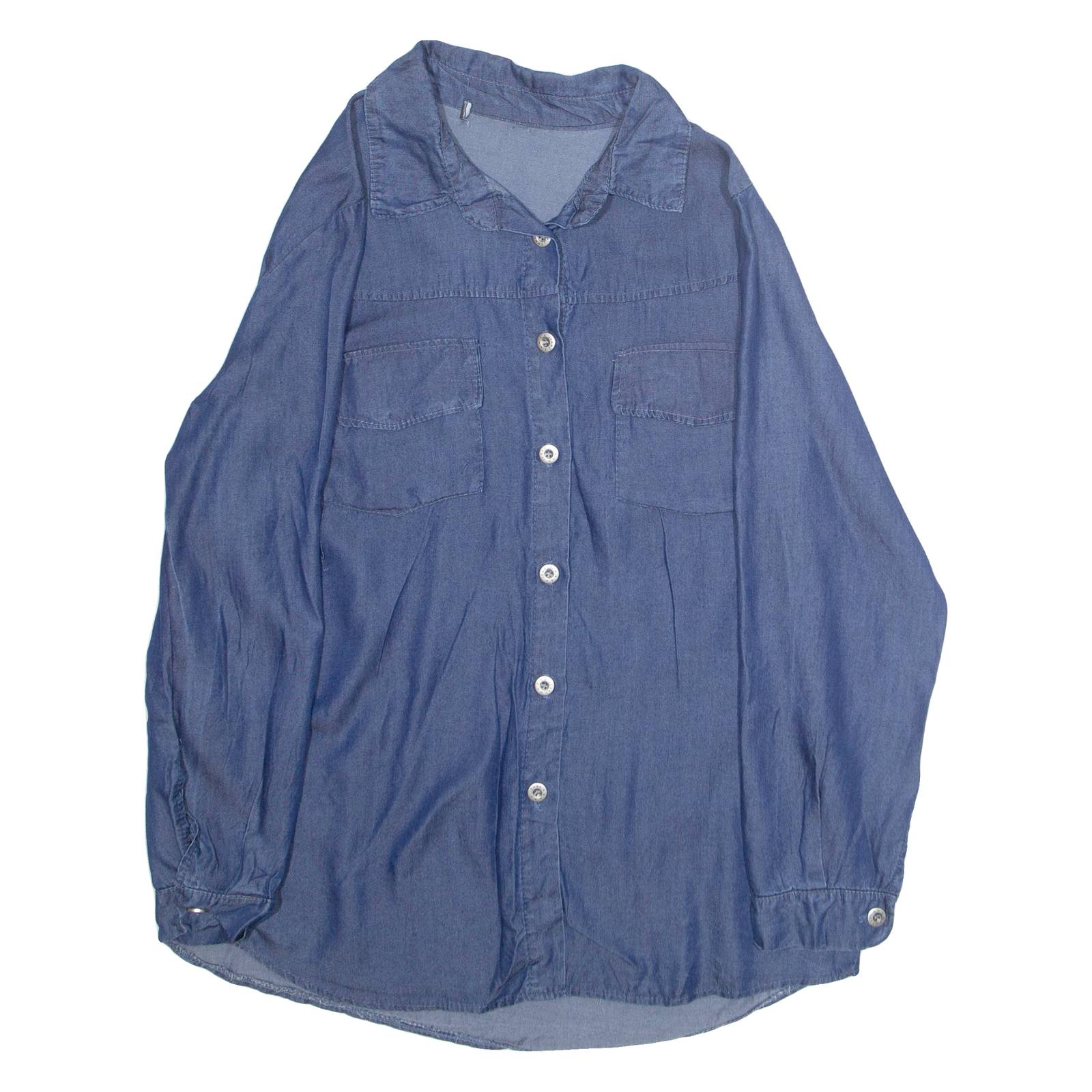 Womens Blouse Blue Collared Long Sleeve L
