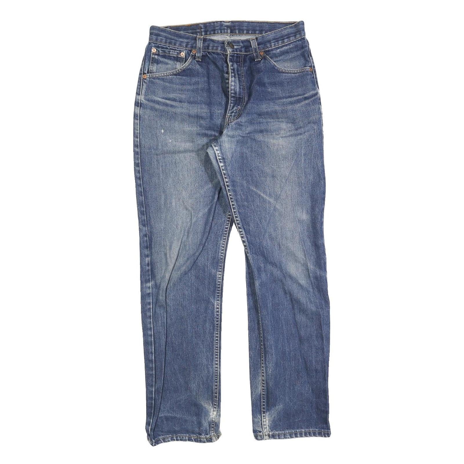 LEVI'S 521 02 Mens Jeans Blue Regular Straight Denim Medium W32 L32 Zip Closure