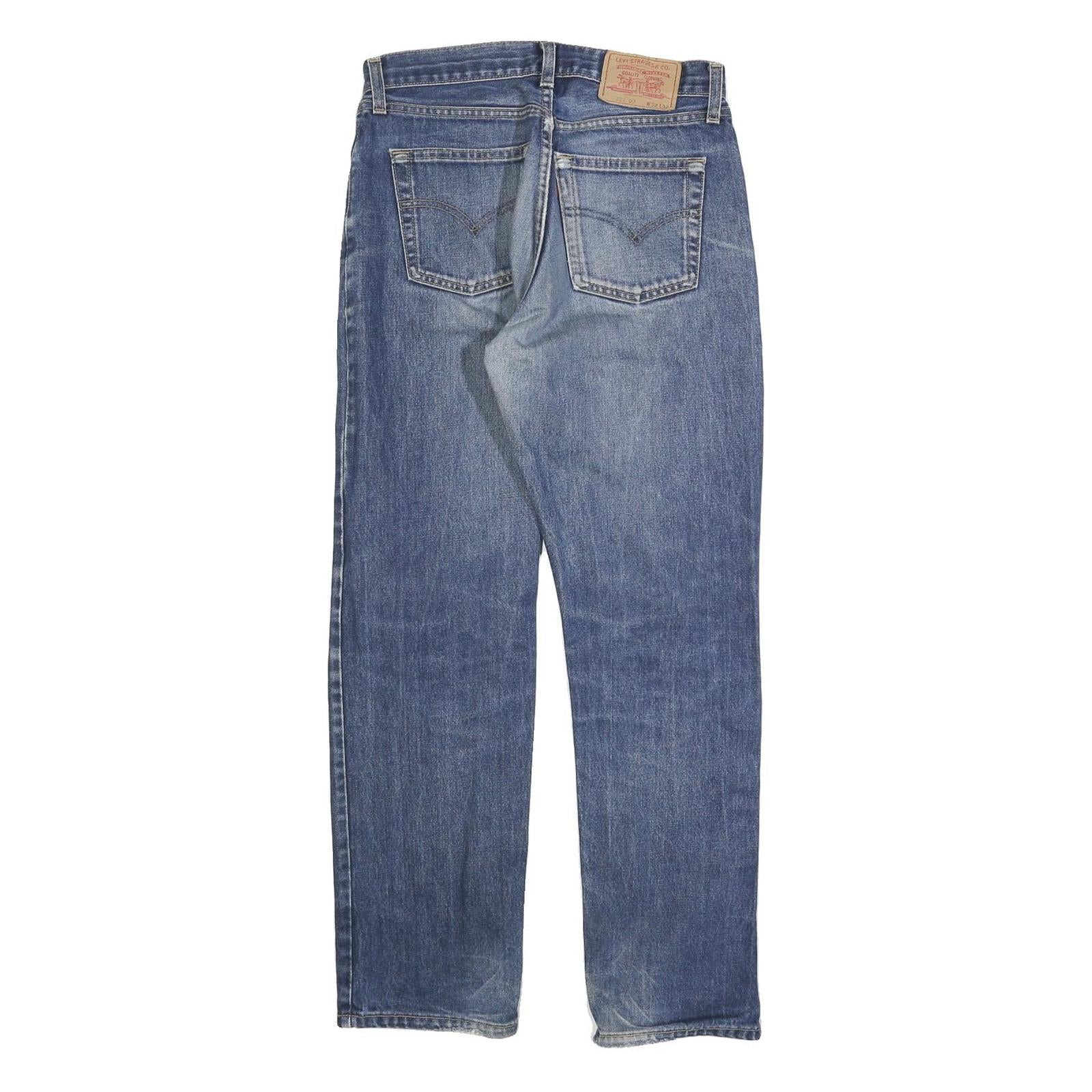 LEVI'S 521 02 Mens Jeans Blue Regular Straight Denim Medium W32 L32 Zip Closure