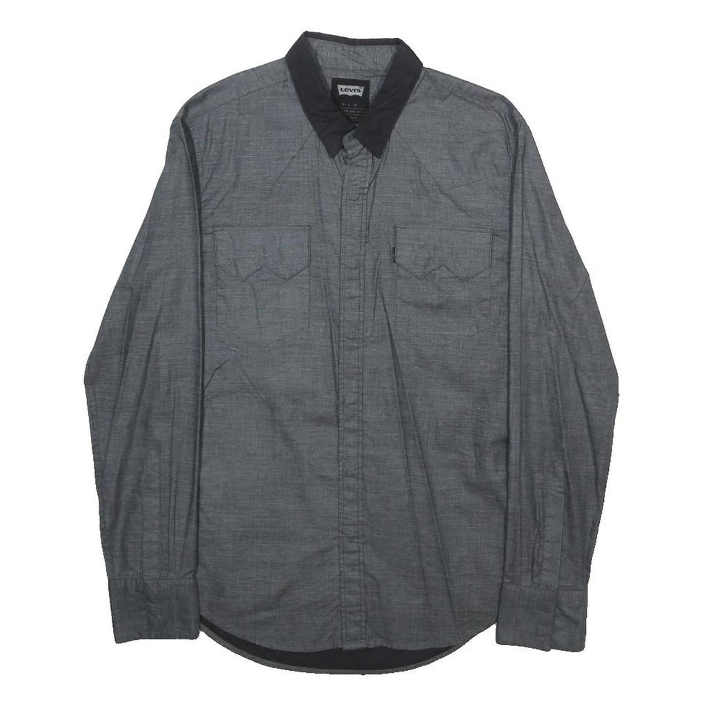LEVI'S Mens Grey Shirts S Cotton Button Long Sleeve Casual Collar