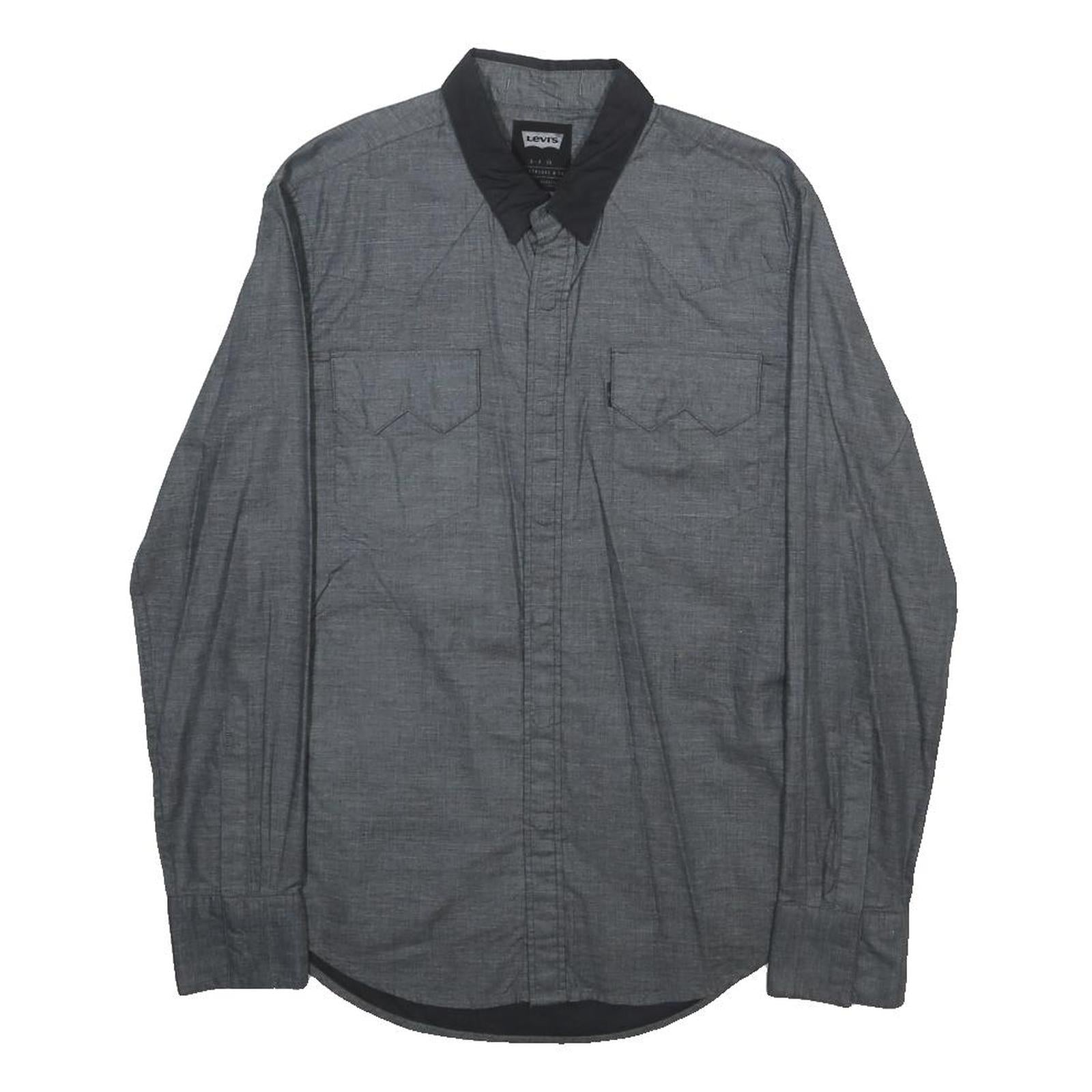 LEVI'S Mens Grey Shirts S Cotton Button Long Sleeve Casual Collar