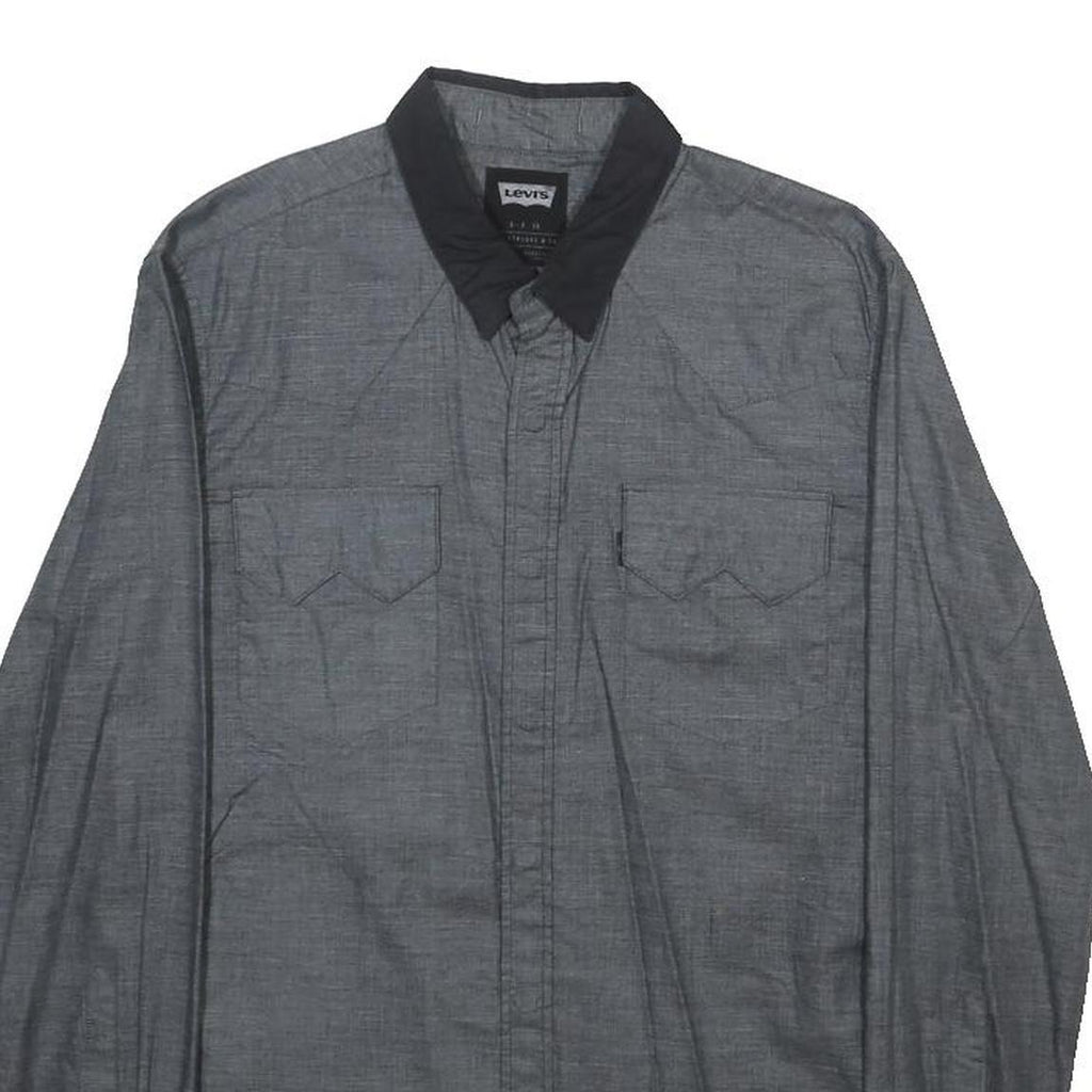 LEVI'S Mens Grey Shirts S Cotton Button Long Sleeve Casual Collar
