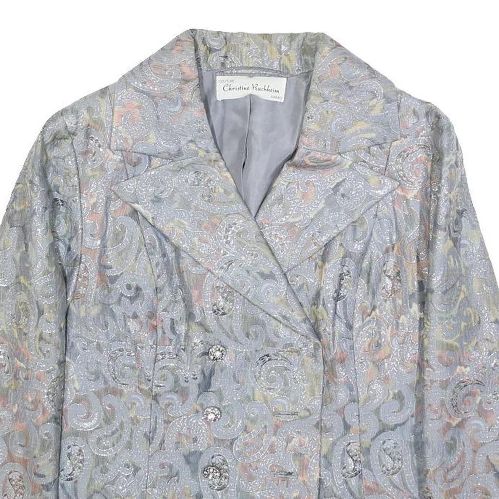 CHRISTINE BUCHHEIM Womens Pastel Brocade Button Jacket S Woven Jacquard Scroll