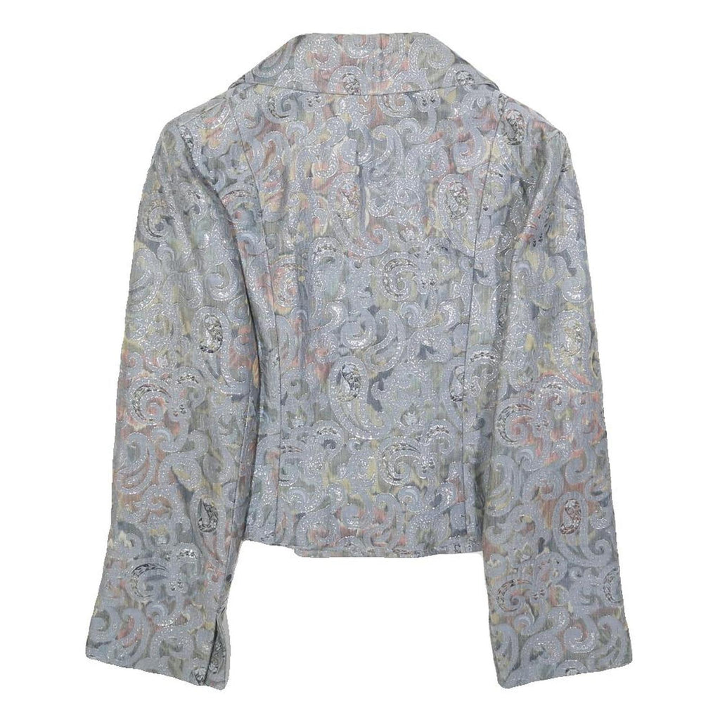 CHRISTINE BUCHHEIM Womens Pastel Brocade Button Jacket S Woven Jacquard Scroll