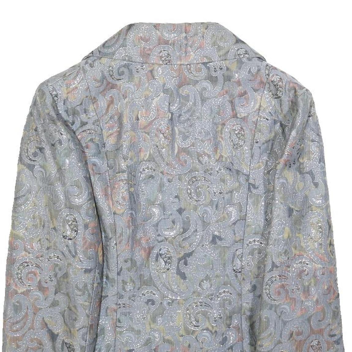 CHRISTINE BUCHHEIM Womens Pastel Brocade Button Jacket S Woven Jacquard Scroll