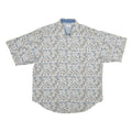 BUGLE BOY Mens Blue & Beige Pattern Cotton Shirt 2XL Short Sleeve Casual