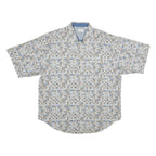 BUGLE BOY Mens Blue & Beige Pattern Cotton Shirt 2XL Short Sleeve Casual