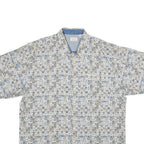 BUGLE BOY Mens Blue & Beige Pattern Cotton Shirt 2XL Short Sleeve Casual