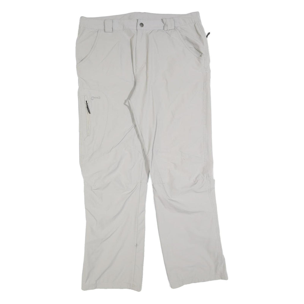 KTEC Mens Polyester Blend Relaxed White Trousers W38 L32 Outdoor Zip Pockets