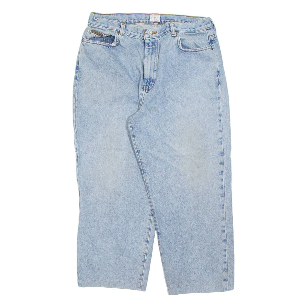 CALVIN KLEIN JEANS Petite Womens Jeans Blue Regular Straight Stone Wash W32 L24