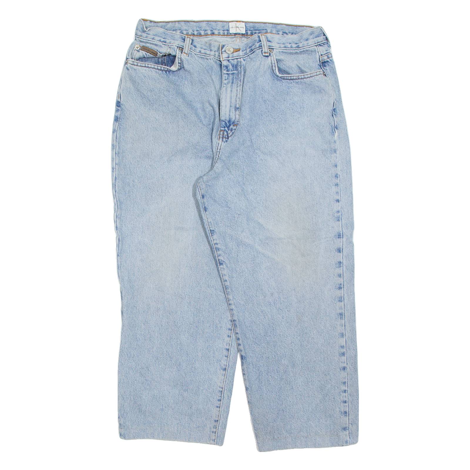 CALVIN KLEIN JEANS Petite Womens Jeans Blue Regular Straight Stone Wash W32 L24