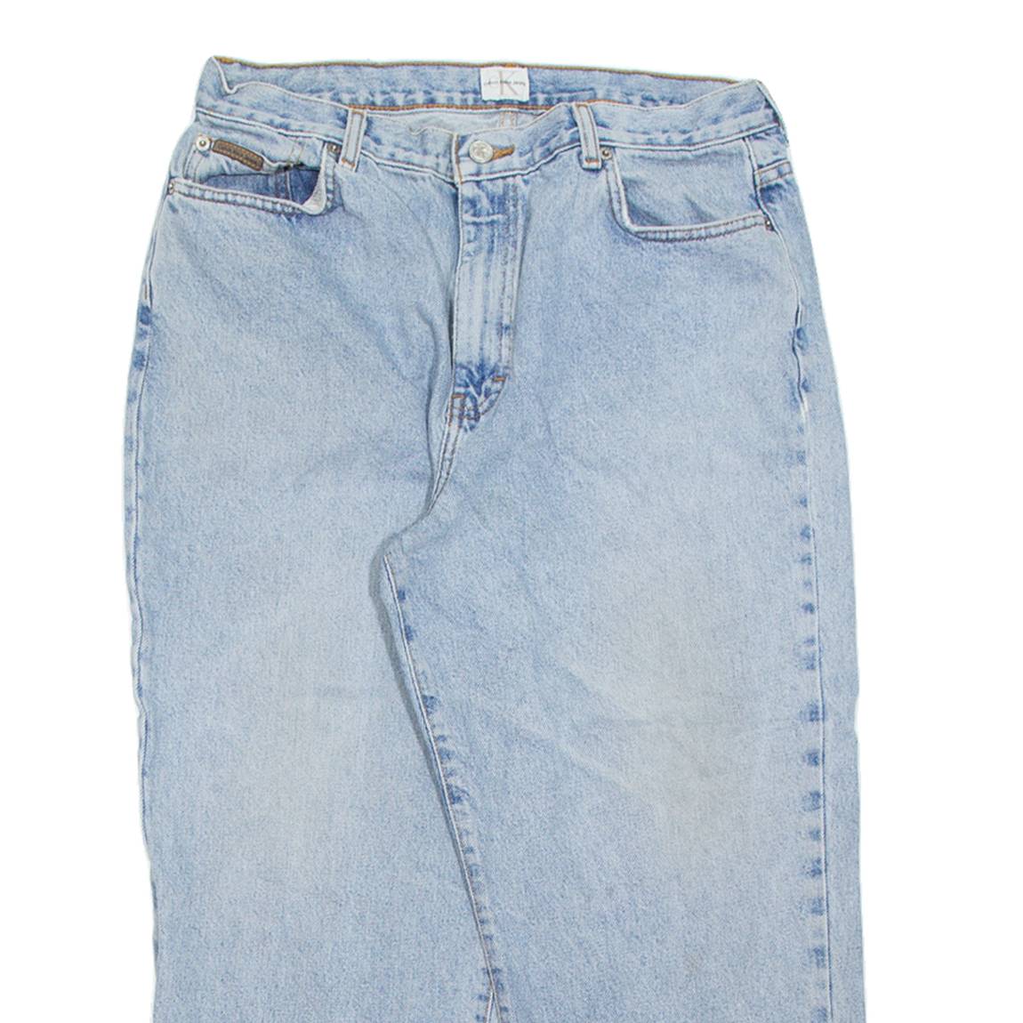 CALVIN KLEIN JEANS Petite Womens Jeans Blue Regular Straight Stone Wash W32 L24