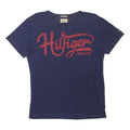 TOMMY HILFIGER Mens Navy Blue Graphic T-Shirt S Short Sleeve Crew Neck Cotton