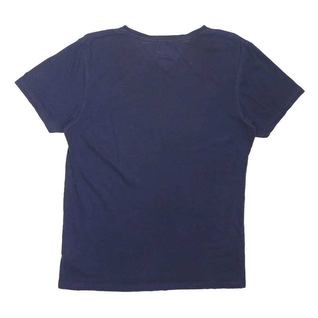 TOMMY HILFIGER Mens Navy Blue Graphic T-Shirt S Short Sleeve Crew Neck Cotton
