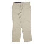 DICKIES Mens Cotton Blend Beige Regular Straight Trousers W33 L30 Classic