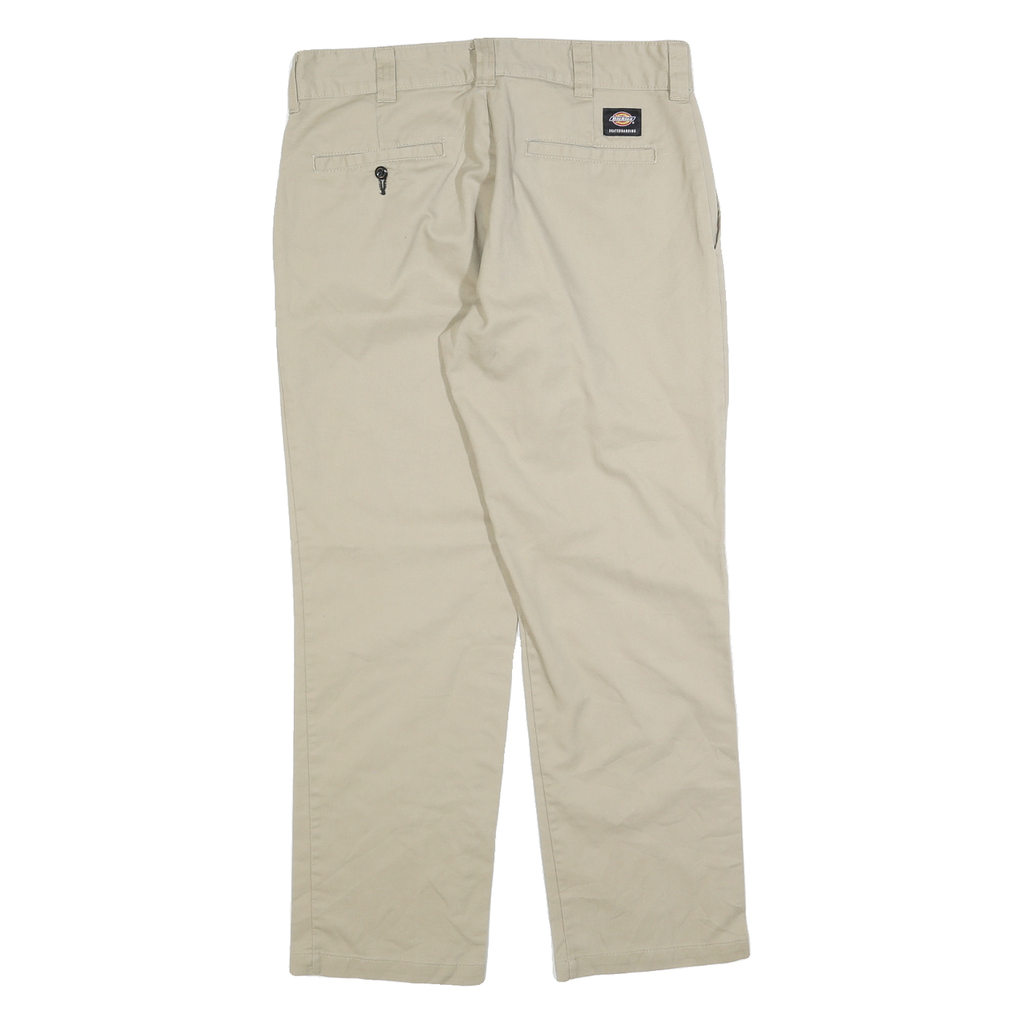 DICKIES Mens Cotton Blend Beige Regular Straight Trousers W33 L30 Classic