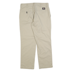DICKIES Mens Cotton Blend Beige Regular Straight Trousers W33 L30 Classic