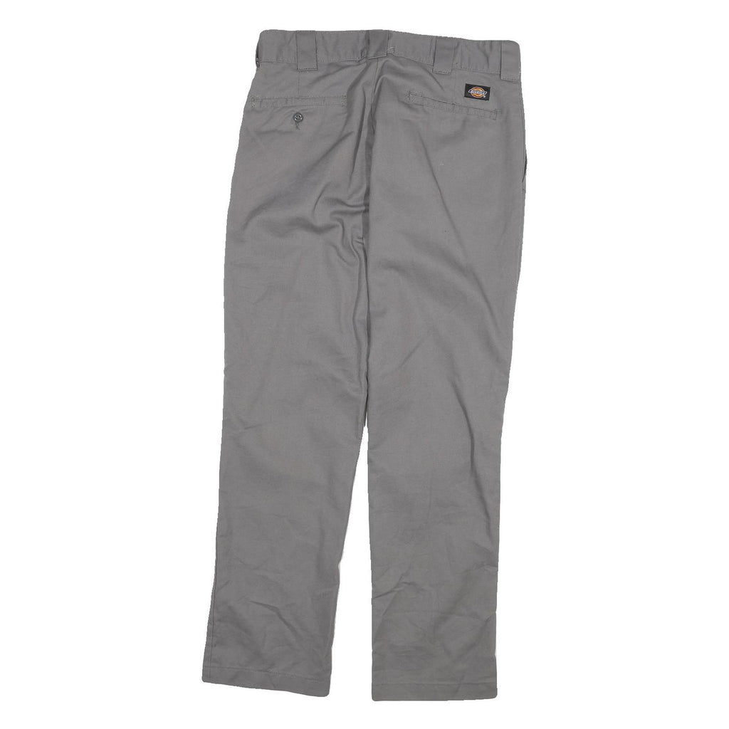 DICKIES Mens Cotton Blend Grey Regular Fit Straight Leg Trousers W30 L29