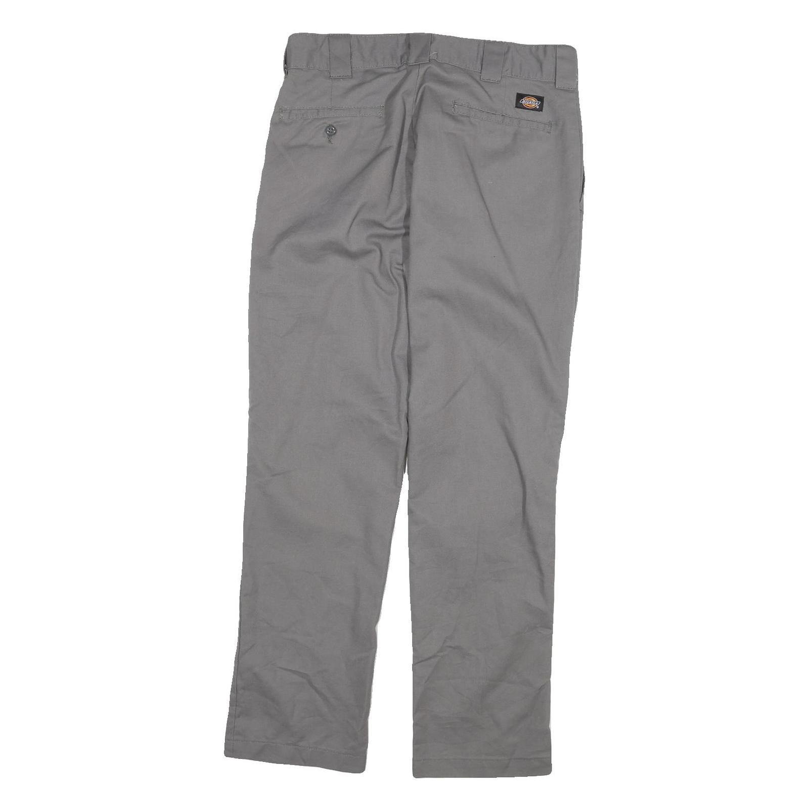 DICKIES Mens Cotton Blend Grey Regular Fit Straight Leg Trousers W30 L29