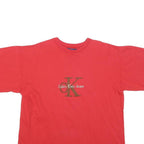CALVIN KLEIN Mens Red Essential Logo T-Shirt XL Short Sleeve Crew Neck Cotton