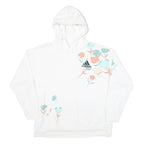ADIDAS Womens White Cotton Blend Hoodie XL Floral Print Casual Wear