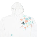 ADIDAS Womens White Cotton Blend Hoodie XL Floral Print Casual Wear
