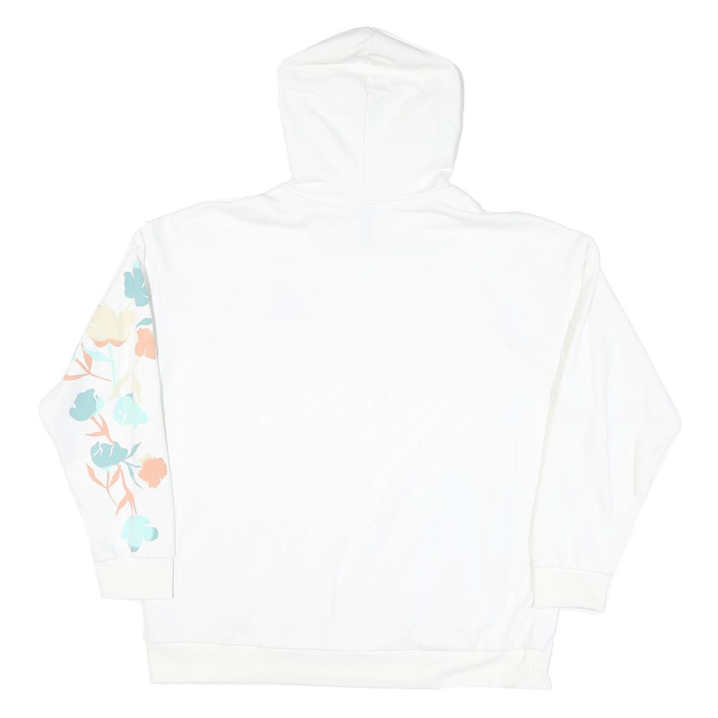 ADIDAS Womens White Cotton Blend Hoodie XL Floral Print Casual Wear