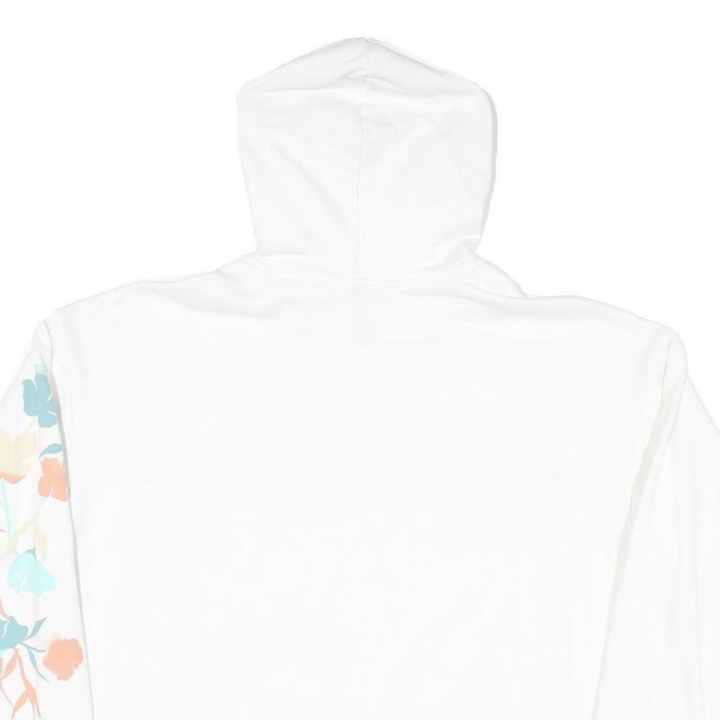 ADIDAS Womens White Cotton Blend Hoodie XL Floral Print Casual Wear
