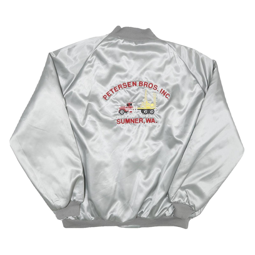 WEST ARK Mens Silver Satin Button Jacket 3XL Embroidered Workwear Lightweight