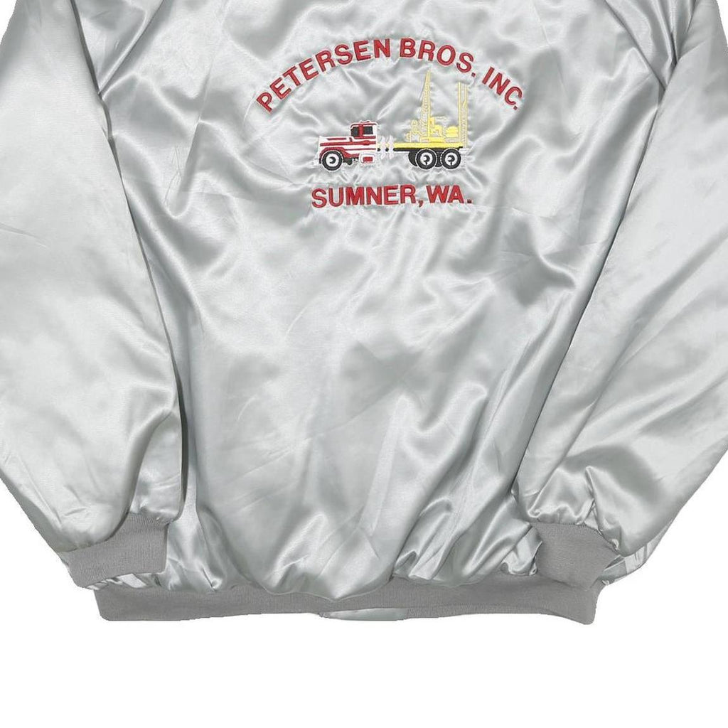 WEST ARK Mens Silver Satin Button Jacket 3XL Embroidered Workwear Lightweight