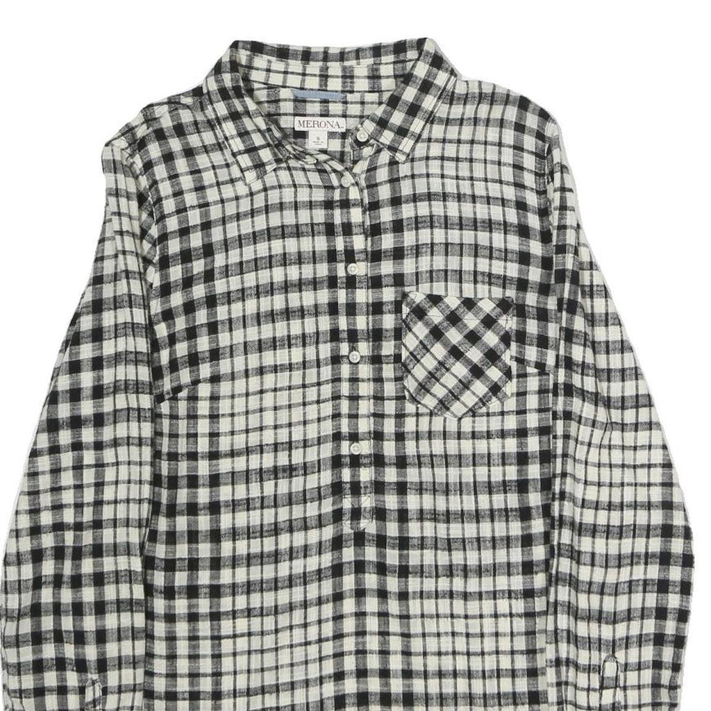MERONA Womens Black & White Check Shirt S Cotton Blend Casual Button-Up