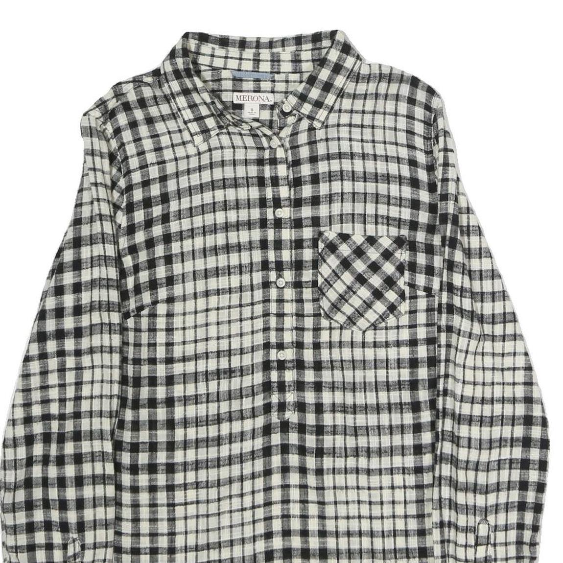 MERONA Womens Black & White Check Shirt S Cotton Blend Casual Button-Up