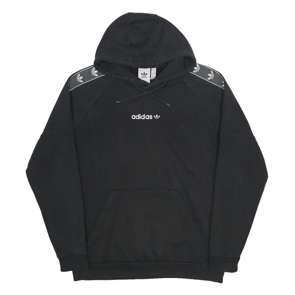 ADIDAS Mens Black Hoodie L Cotton Blend Pullover Logo Print
