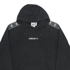 ADIDAS Mens Black Hoodie L Cotton Blend Pullover Logo Print