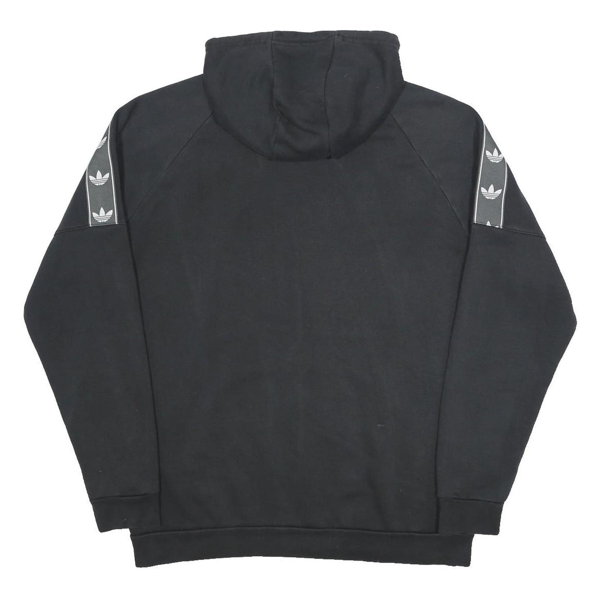 ADIDAS Mens Black Hoodie L Cotton Blend Pullover Logo Print