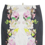 TED BAKER Womens Black & White Floral Pencil Knee Length Polyester Skirt M