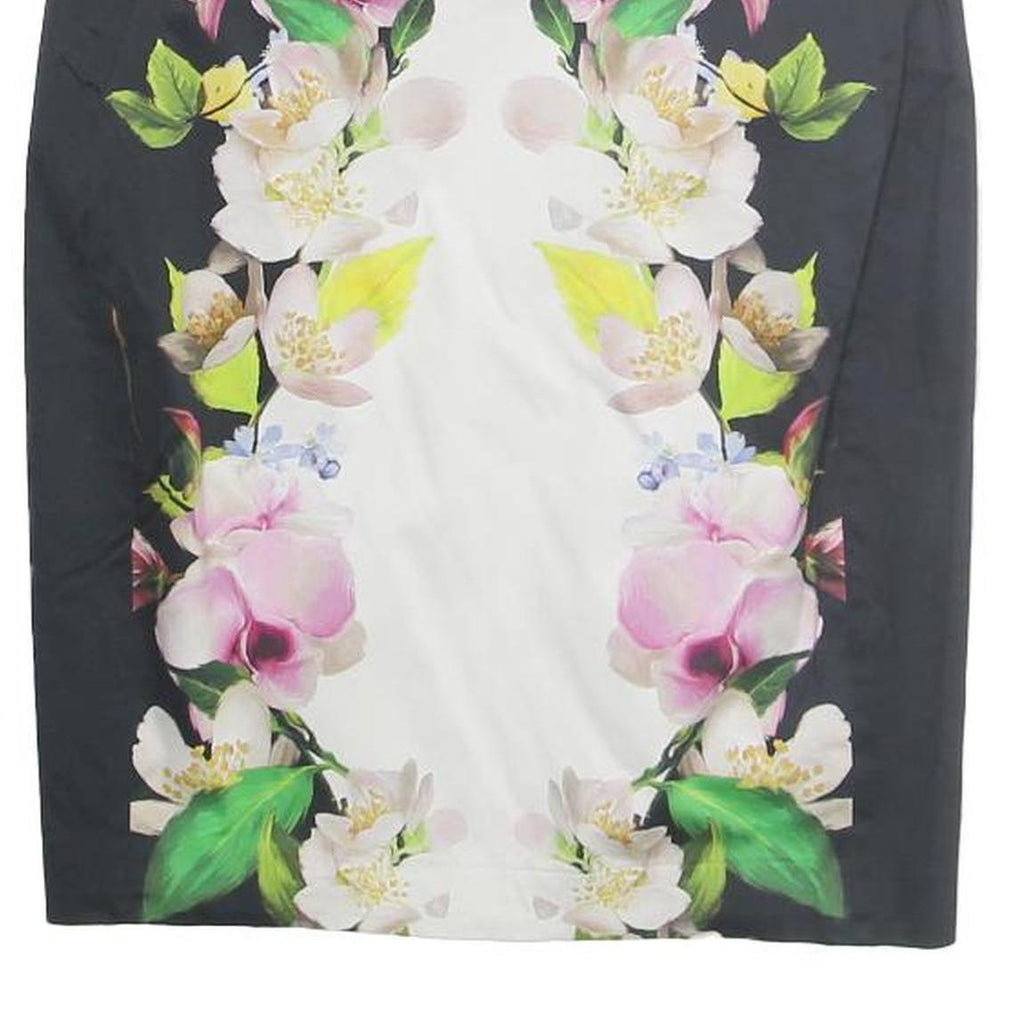 TED BAKER Womens Black & White Floral Pencil Knee Length Polyester Skirt M