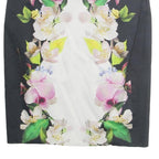 TED BAKER Womens Black & White Floral Pencil Knee Length Polyester Skirt M