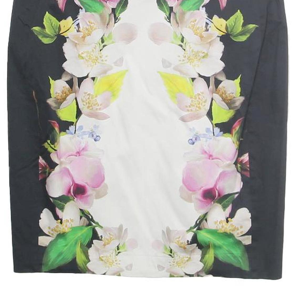 TED BAKER Womens Black & White Floral Pencil Knee Length Polyester Skirt M