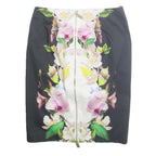 TED BAKER Womens Black & White Floral Pencil Knee Length Polyester Skirt M