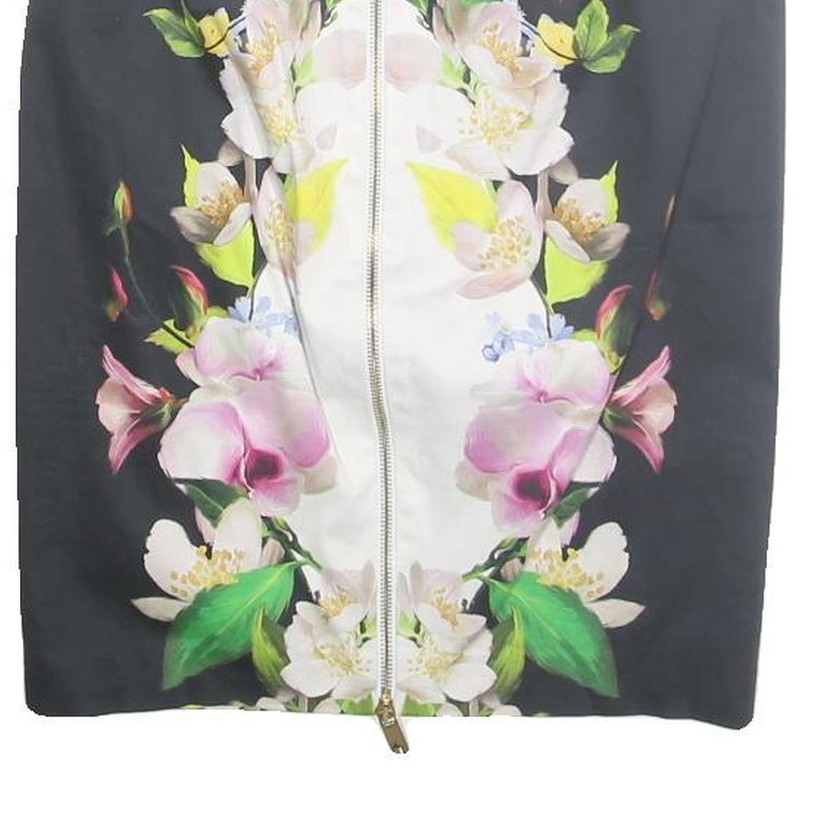 TED BAKER Womens Black & White Floral Pencil Knee Length Polyester Skirt M