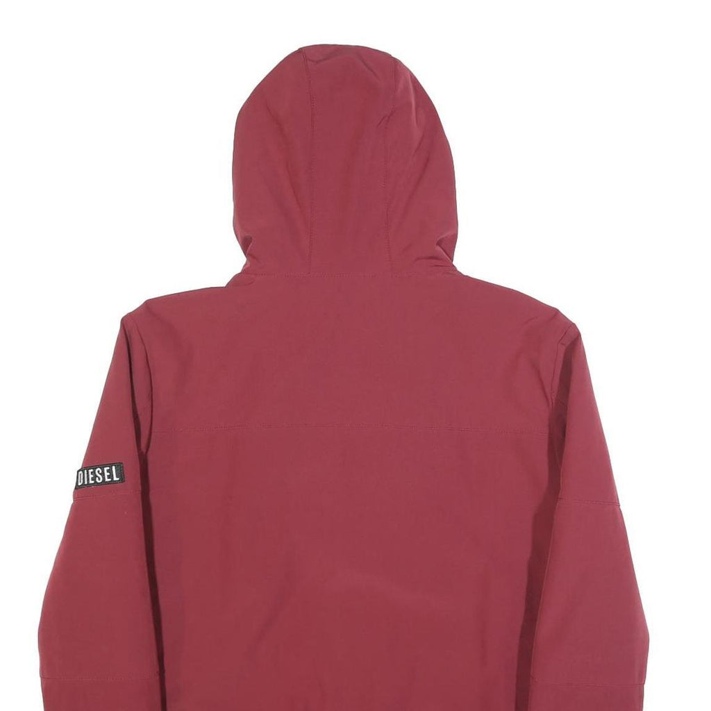 DIESEL Mens Red Polyester Jacket S Zip Hooded Casual Lightweight Fashion