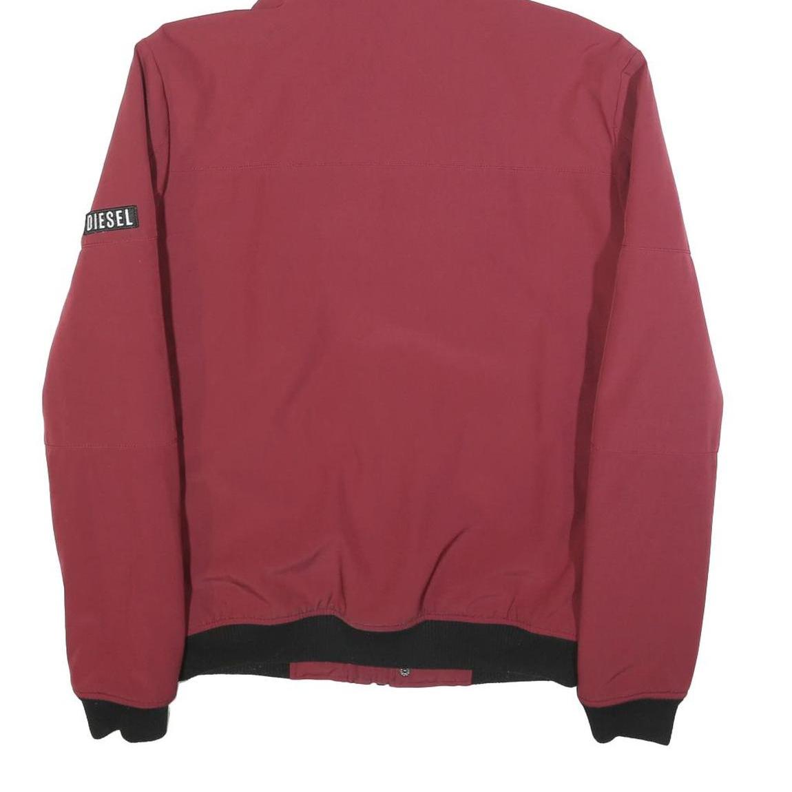 DIESEL Mens Red Polyester Jacket S Zip Hooded Casual Lightweight Fashion