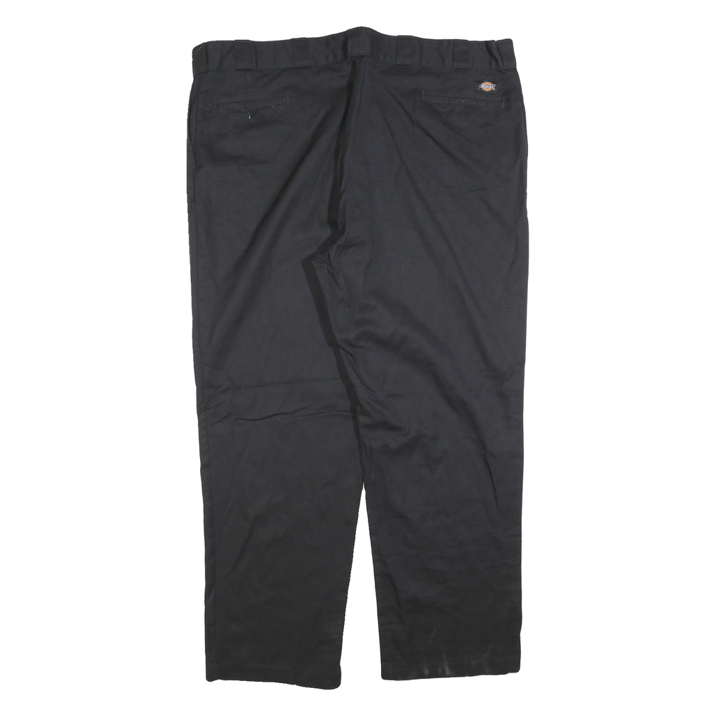 DICKIES Mens Cotton Blend Black Regular Straight Trousers W42 L32 Workwear Zip