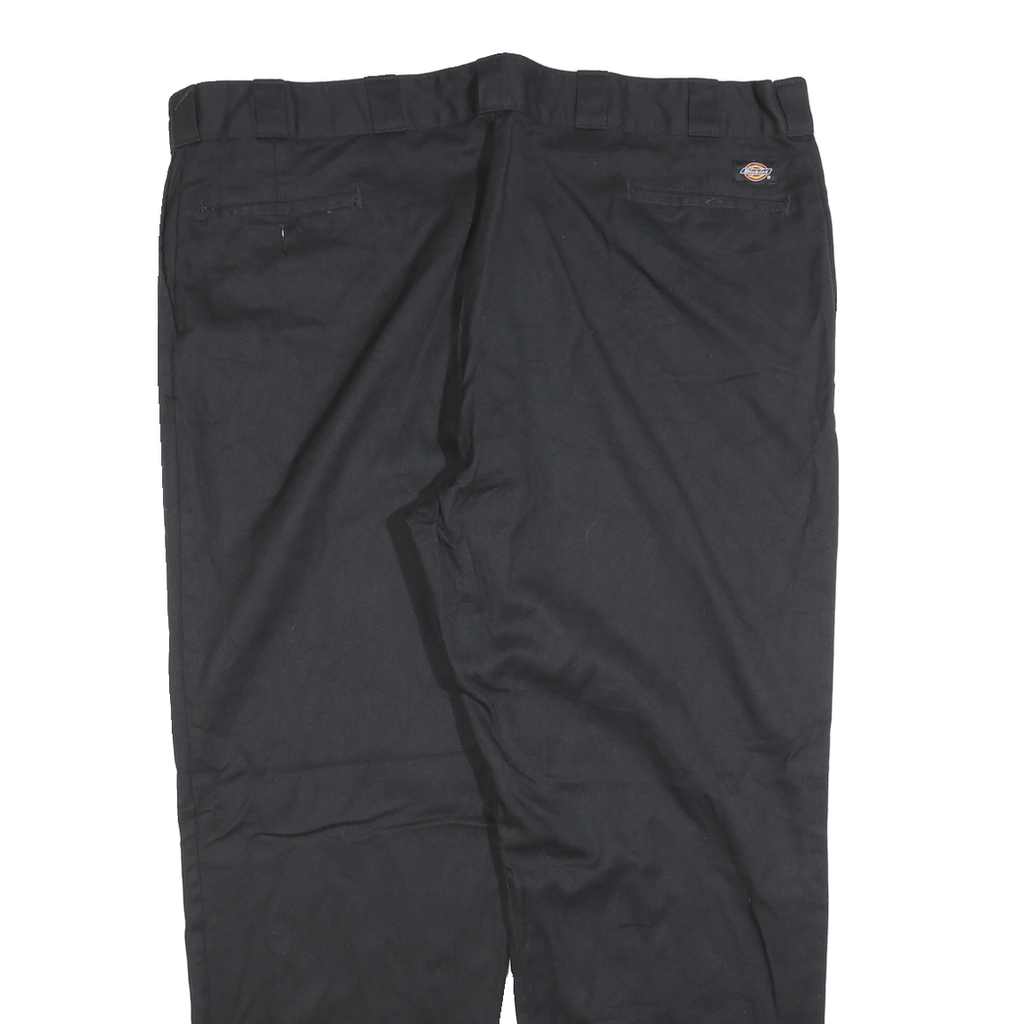 DICKIES Mens Cotton Blend Black Regular Straight Trousers W42 L32 Workwear Zip