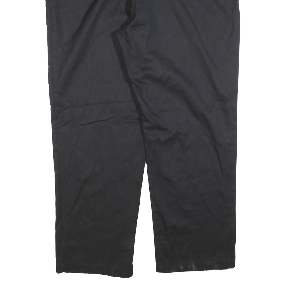 DICKIES Mens Cotton Blend Black Regular Straight Trousers W42 L32 Workwear Zip