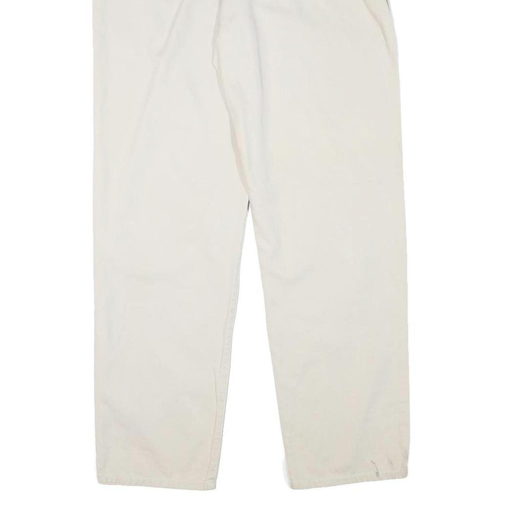 CALVIN KLEIN Womens Cotton Blend Cream Relaxed Straight Trousers W30 L31 Casual