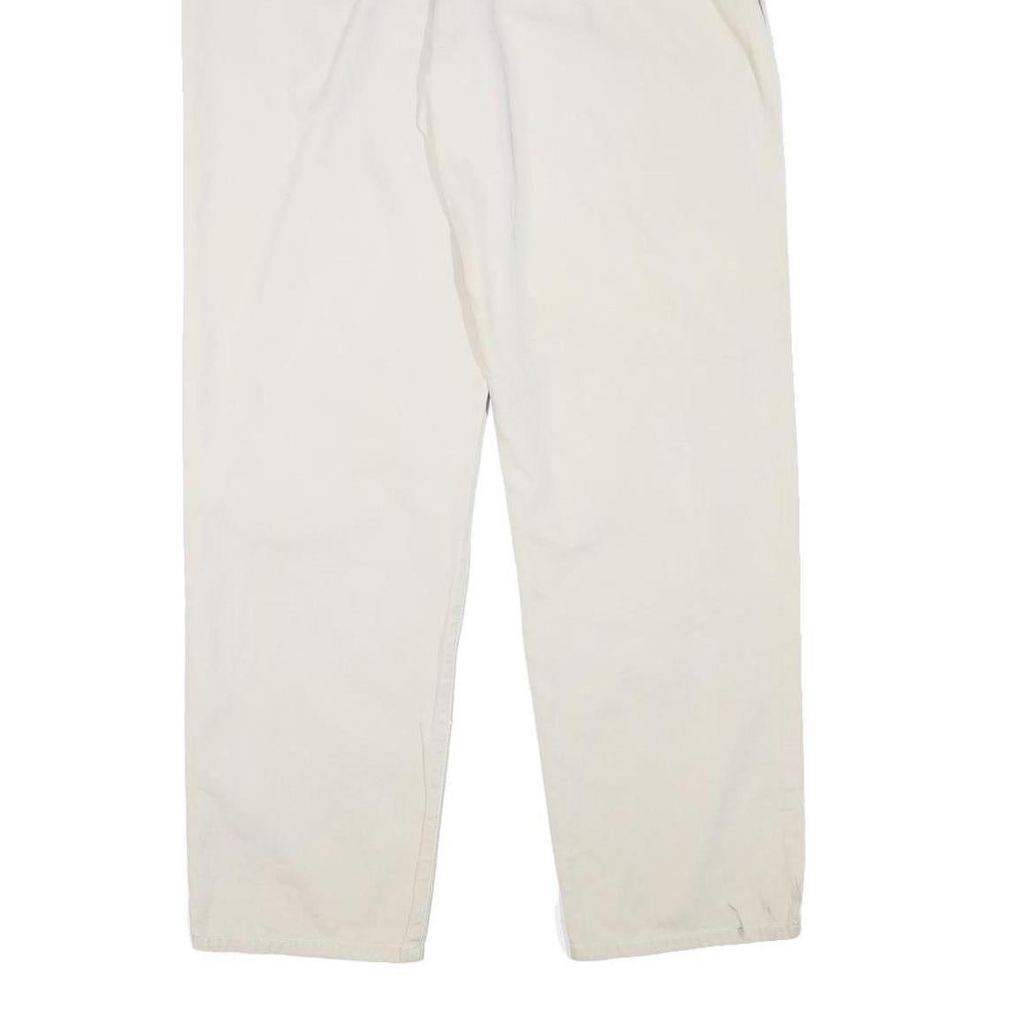 CALVIN KLEIN Womens Cotton Blend Cream Relaxed Straight Trousers W30 L31 Casual