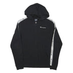 CHAMPION Boys Black & White Zip Hoodie 2XL Cotton Blend Logo Tape
